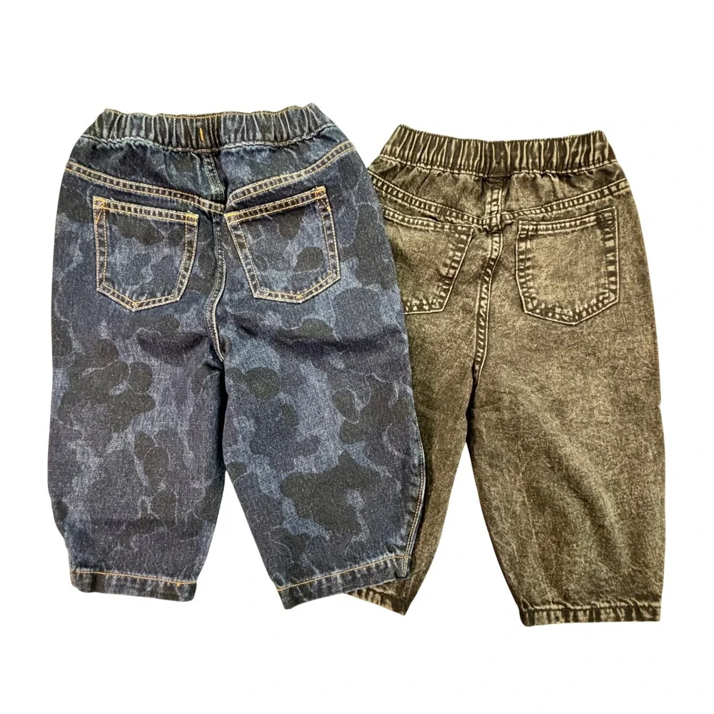 GAP Barrel Jeans‎ Kids 2 Years Blue Camo Black Acid Wash 2-Pack Adjustable Waist